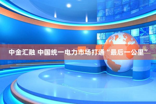 中金汇融 中国统一电力市场打通“最后一公里”