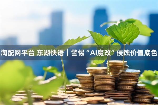 淘配网平台 东湖快语｜警惕“AI魔改”侵蚀价值底色